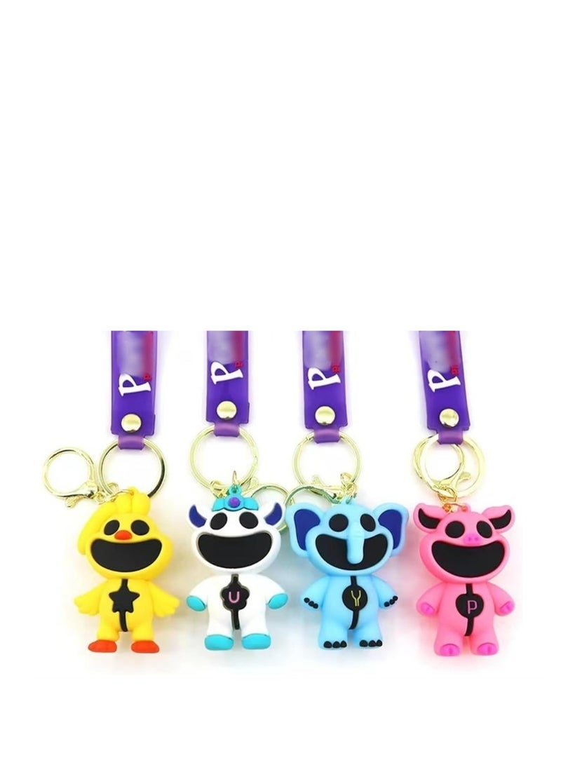New SmilingCritters Chapter 3 CatNap Keychain,Smiling Critters Keychain,Cute CatNap Cartoon Anime SmilingCritters Keychain Toy for Game Fans Kids Birthday Gift 4pcs - Image 1